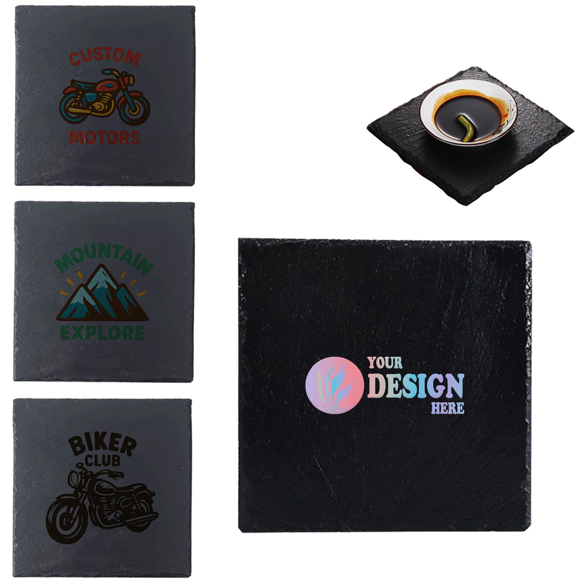 Square Slate Stone Coaster 3
