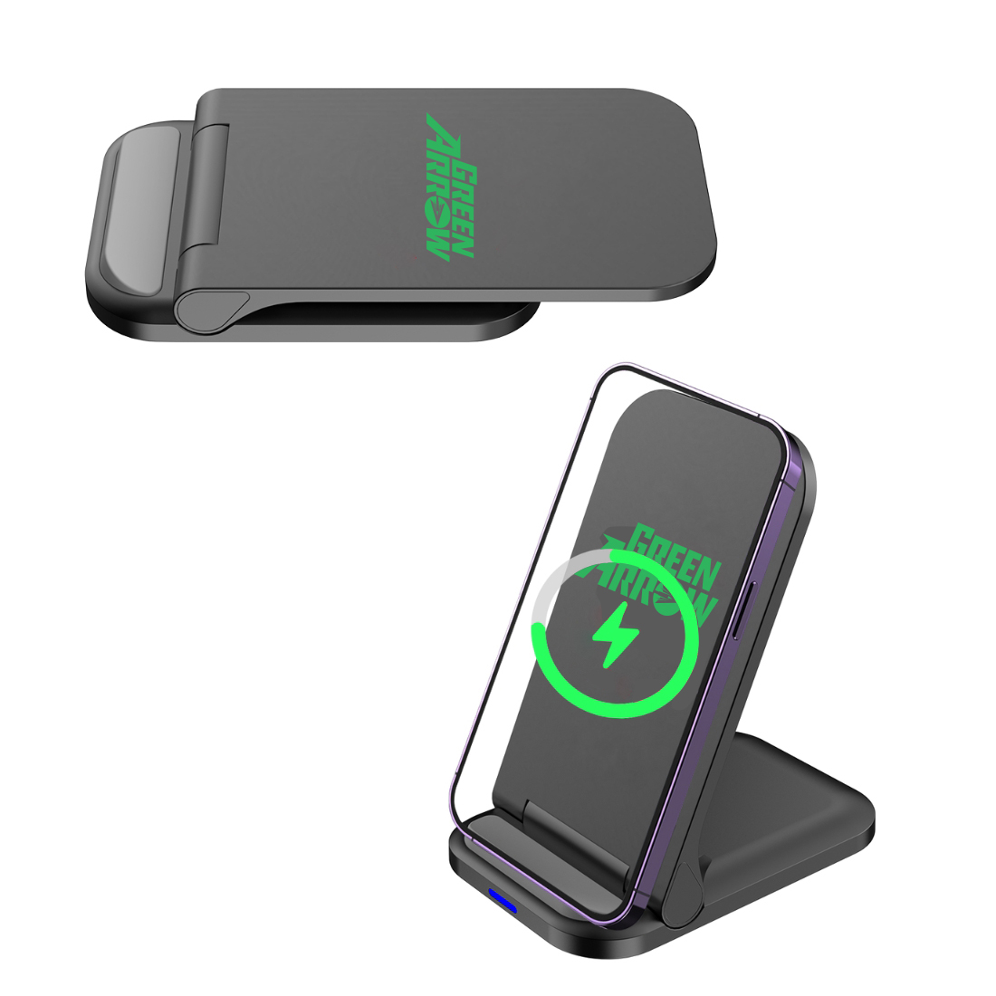 15W Foldable Wireless Charger Stand with Dual Coils & Adjustable Angle 7