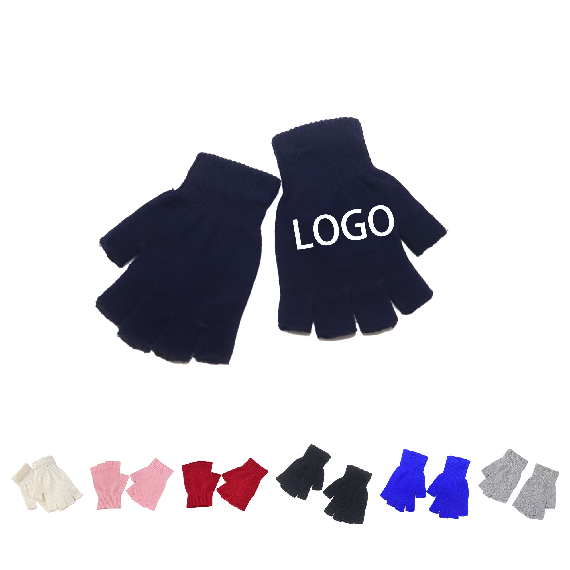 Warm Solid Fingerless Knit Study Gloves 2
