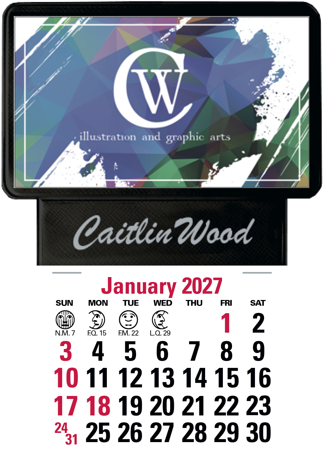 Triumph® Calendars Press-N-Stick Business Card Holder With Imprint And Calendar Pad 8