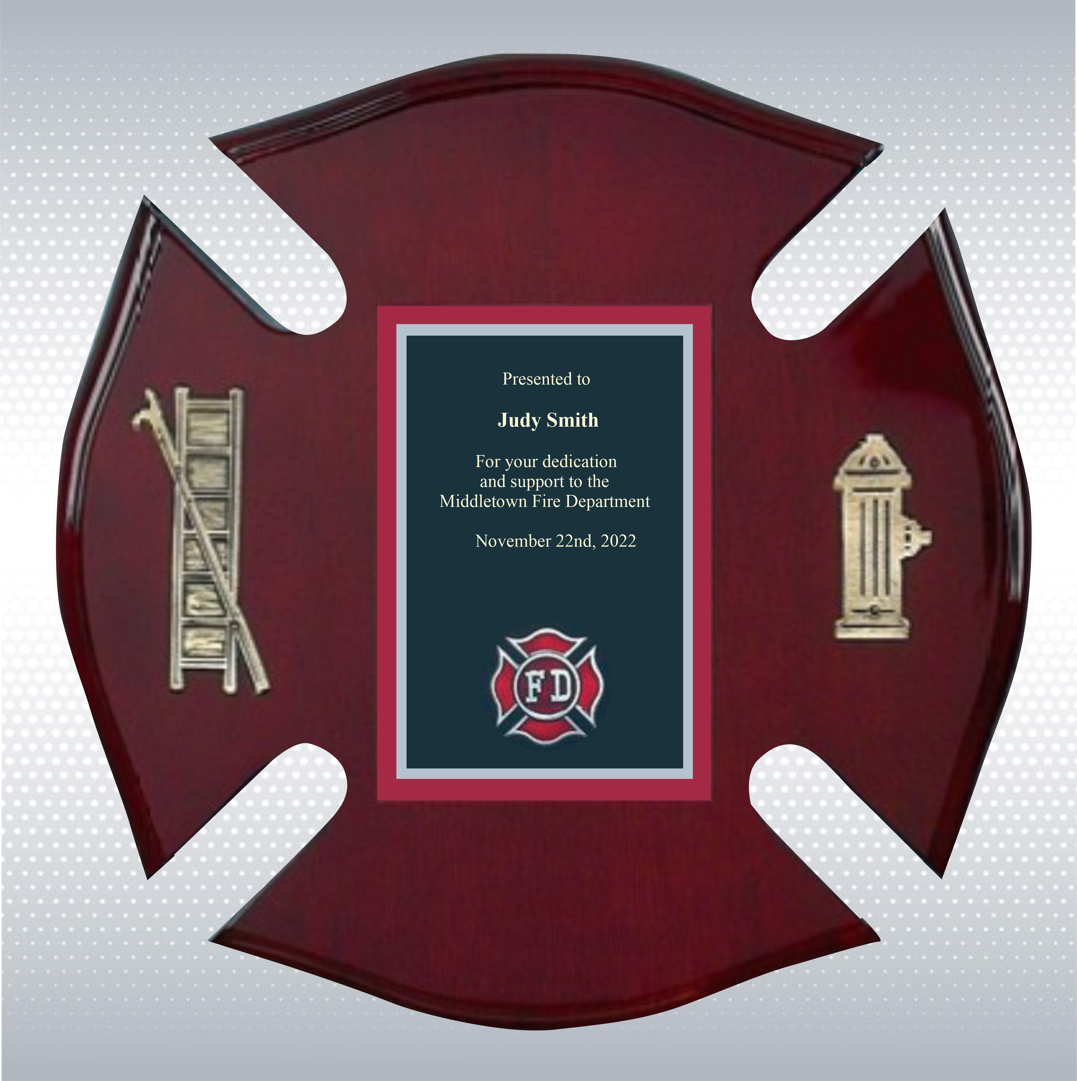 Piano Finish Fire Specialty Award / Plaque With Ladder & Fir 2
