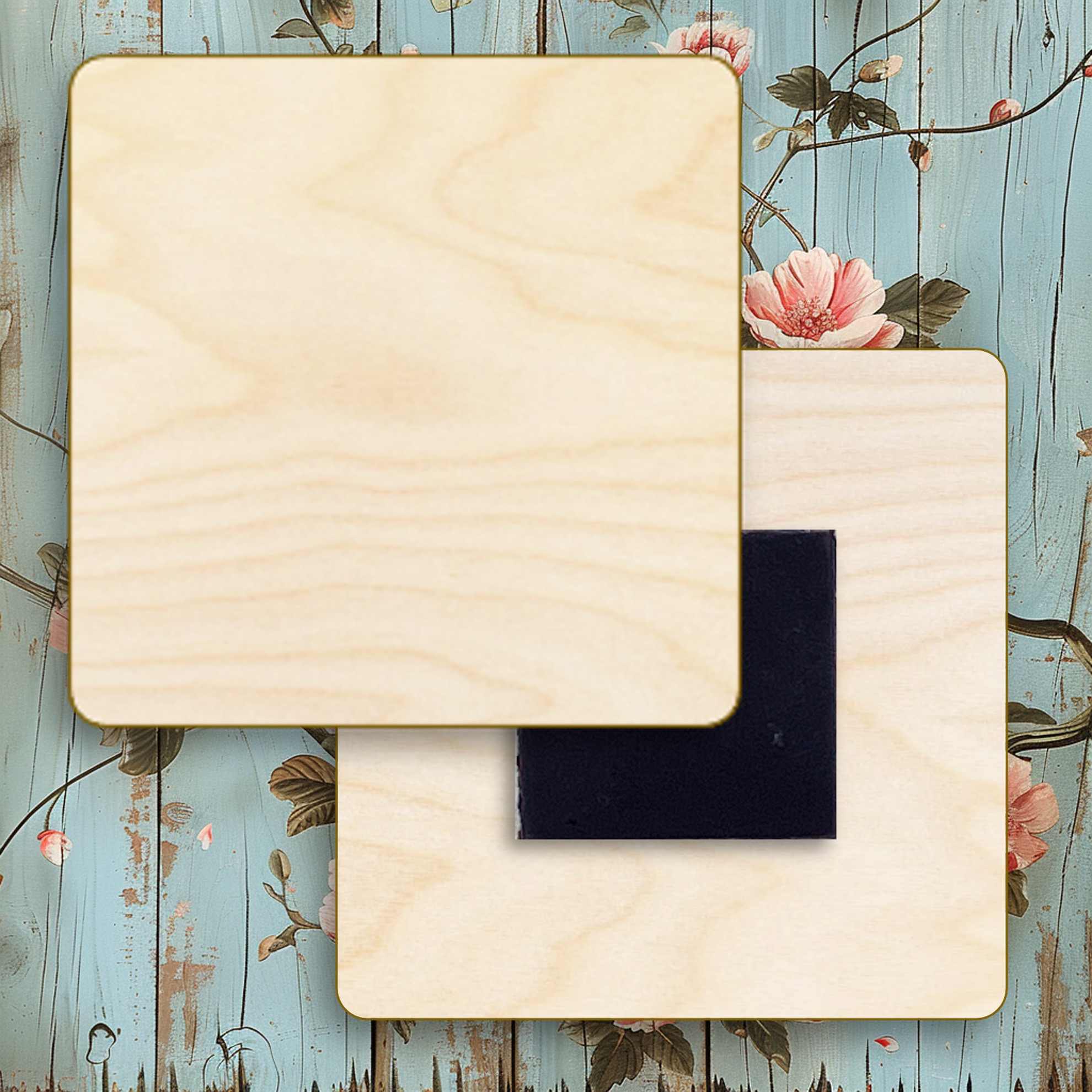 2" Square Wooden Magnet 13
