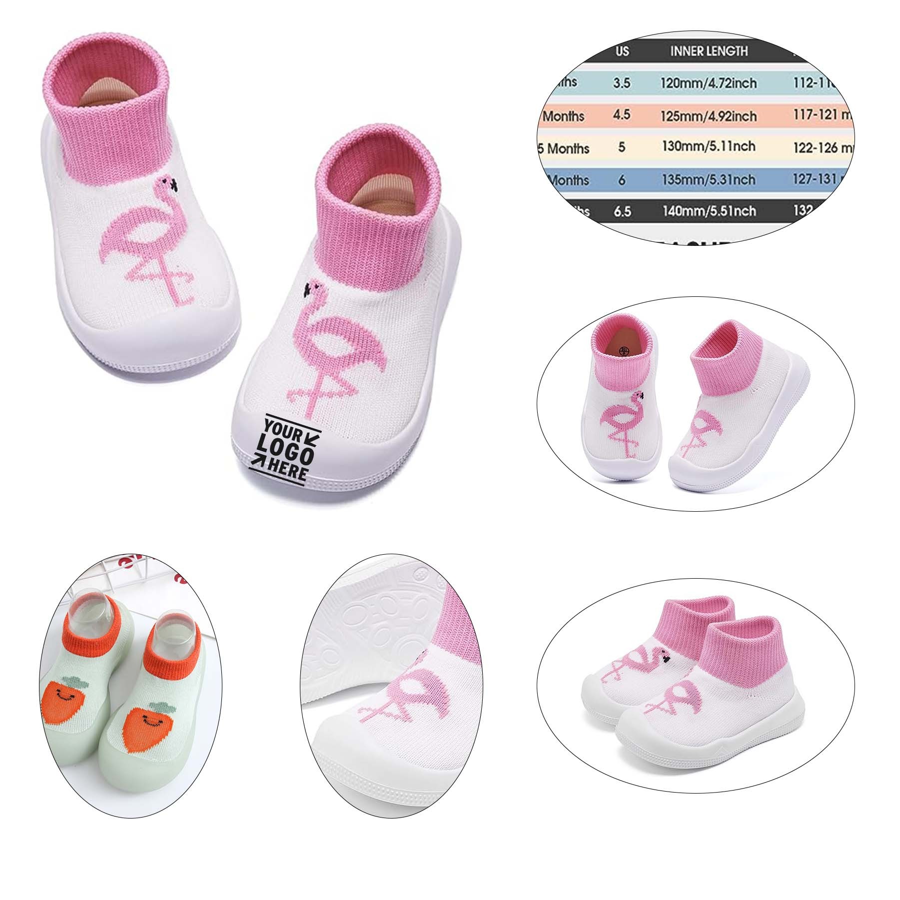 Baby Boys Girls Breathable First Walking Sock Shoes Soft Rubber Sole Non-Skid Slipper 3