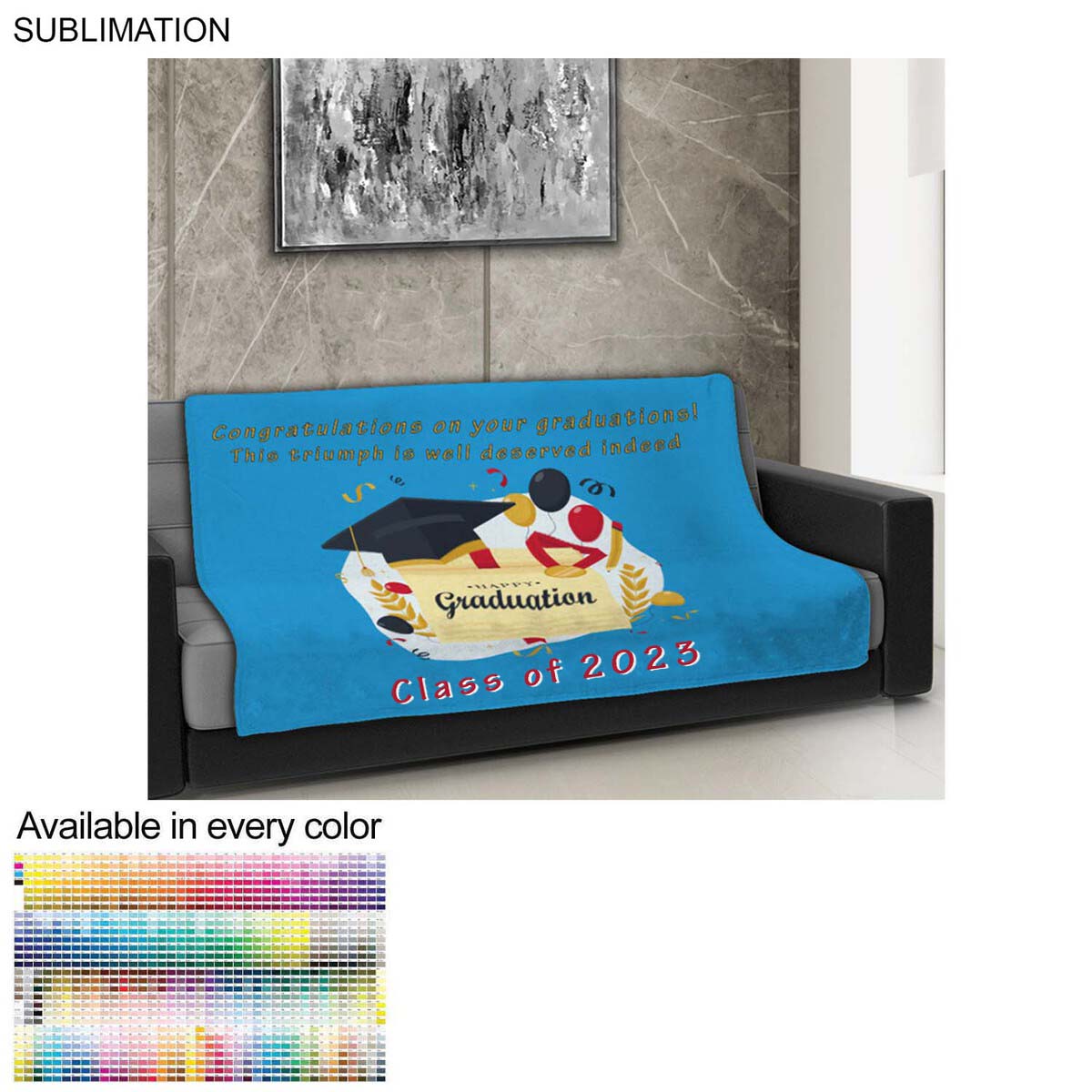 Graduation Blanket in Plush and cozy Mink Flannel Fleece, 50x60, Couch size, Sublimated 12