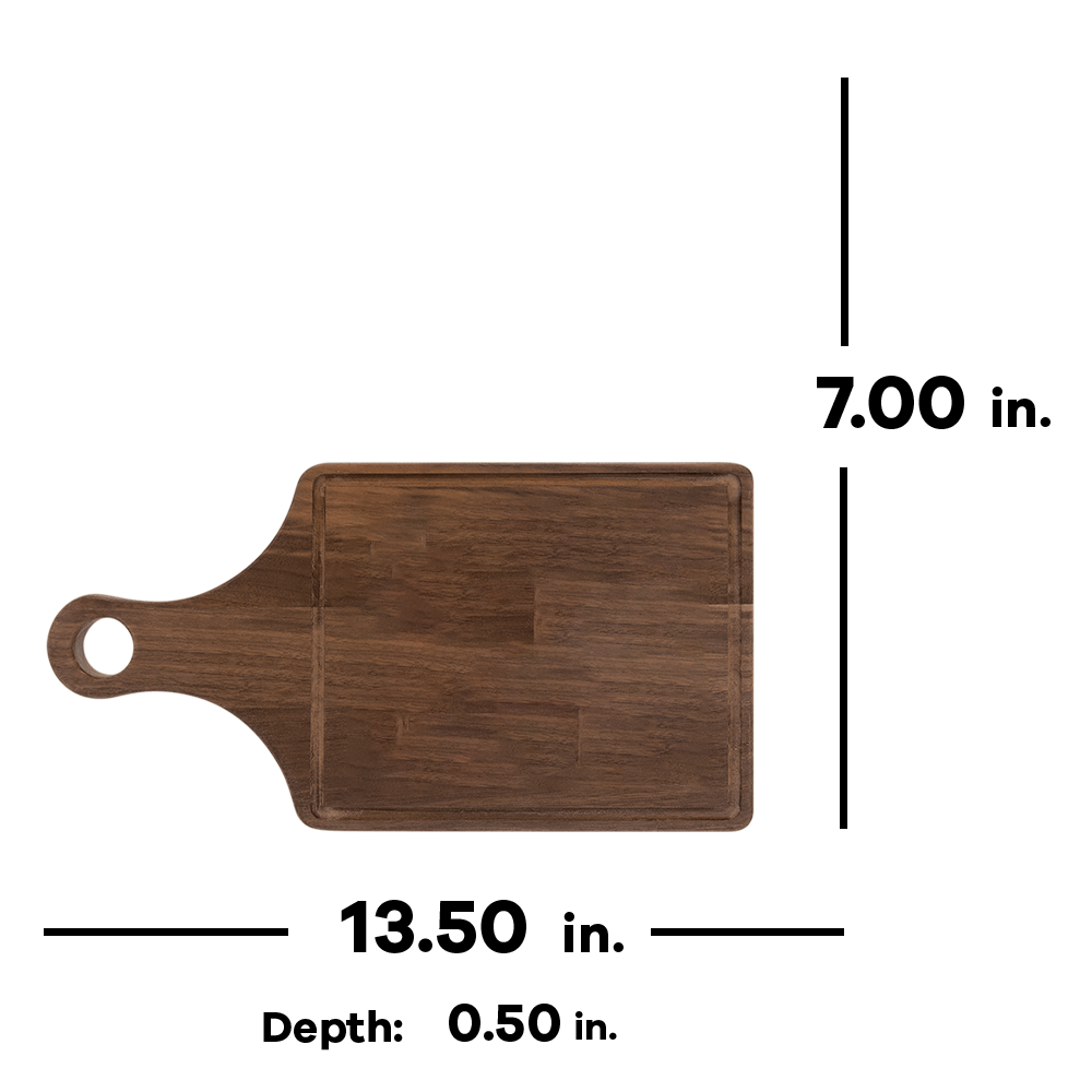 13 1/2" x 7" Cutting Board Paddle Shape with Drip Ring