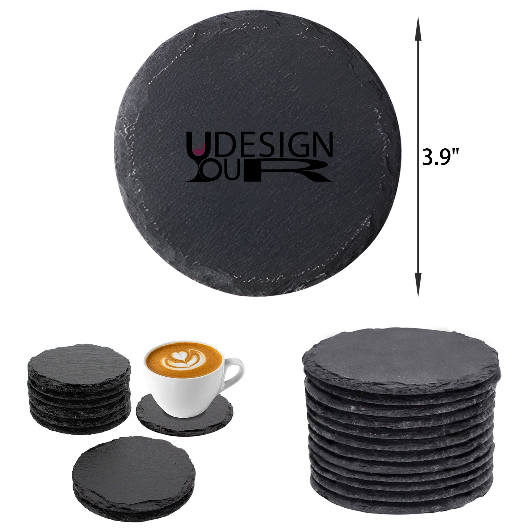 MOQ 50 PCS Stylish Round Slate Coaster 3