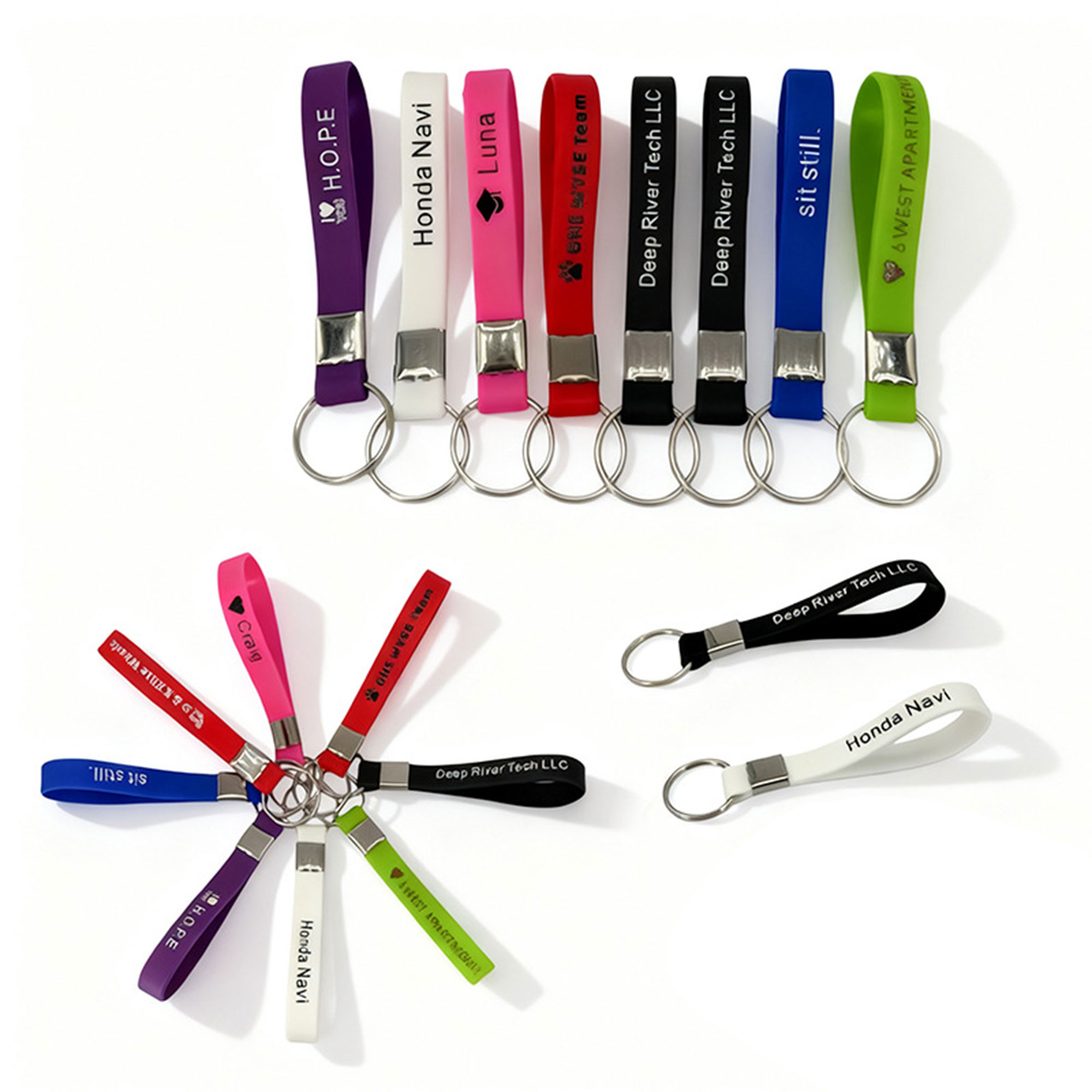 Silicone Wristband Keychain Glow In Dark Engraved 2