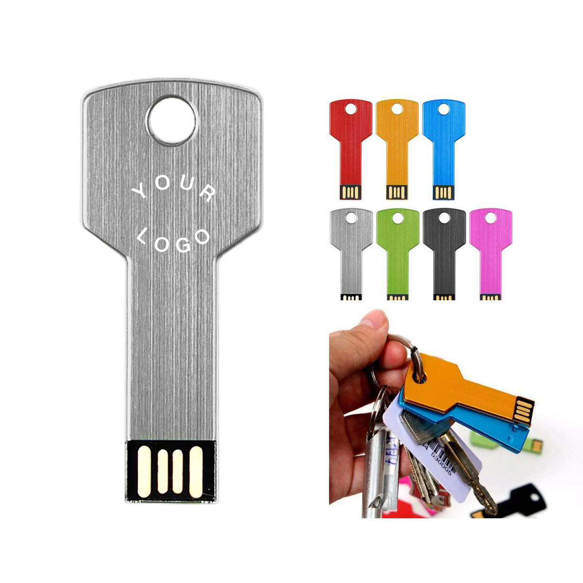 Customizable Metal USB Flash Drive with Keychain 7
