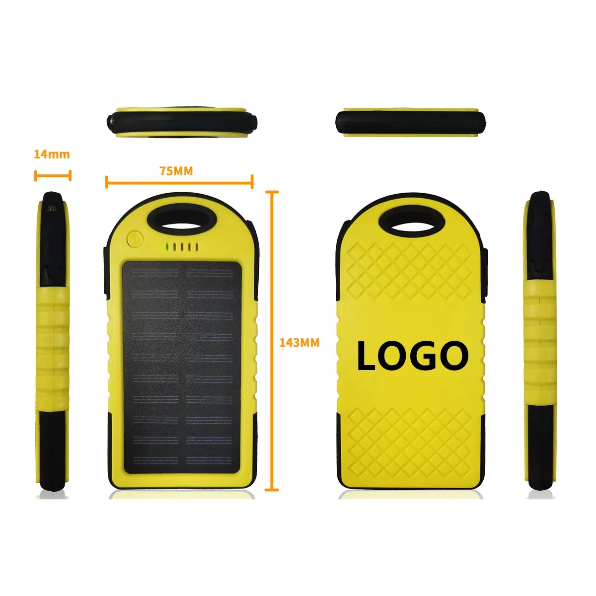 Solar Power Bank w/Carabiner & Flashlight 5
