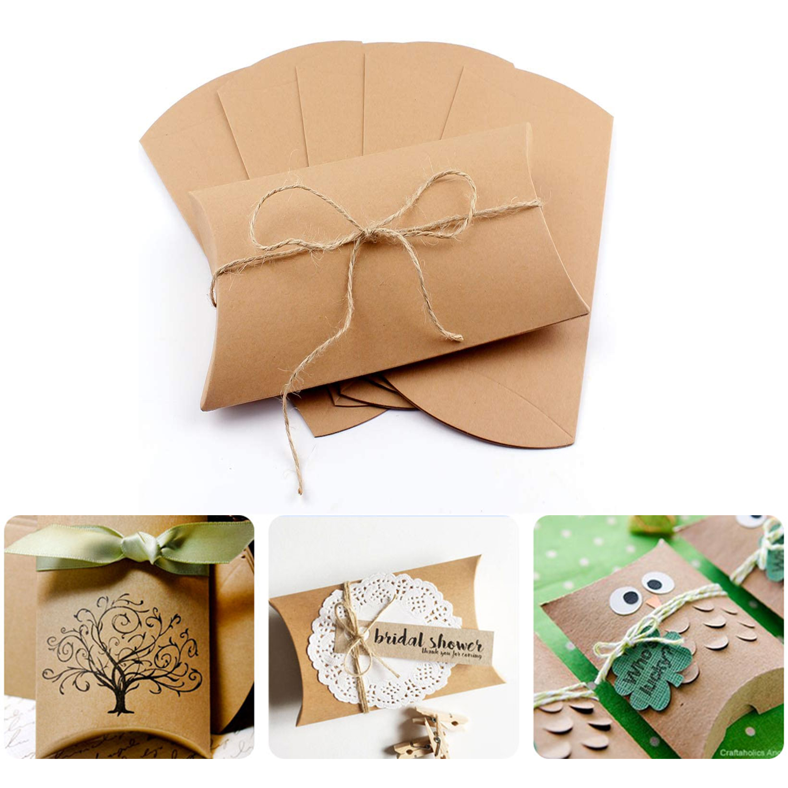 6.33.7 Inches Gift Pilllow Box with Jute Twine