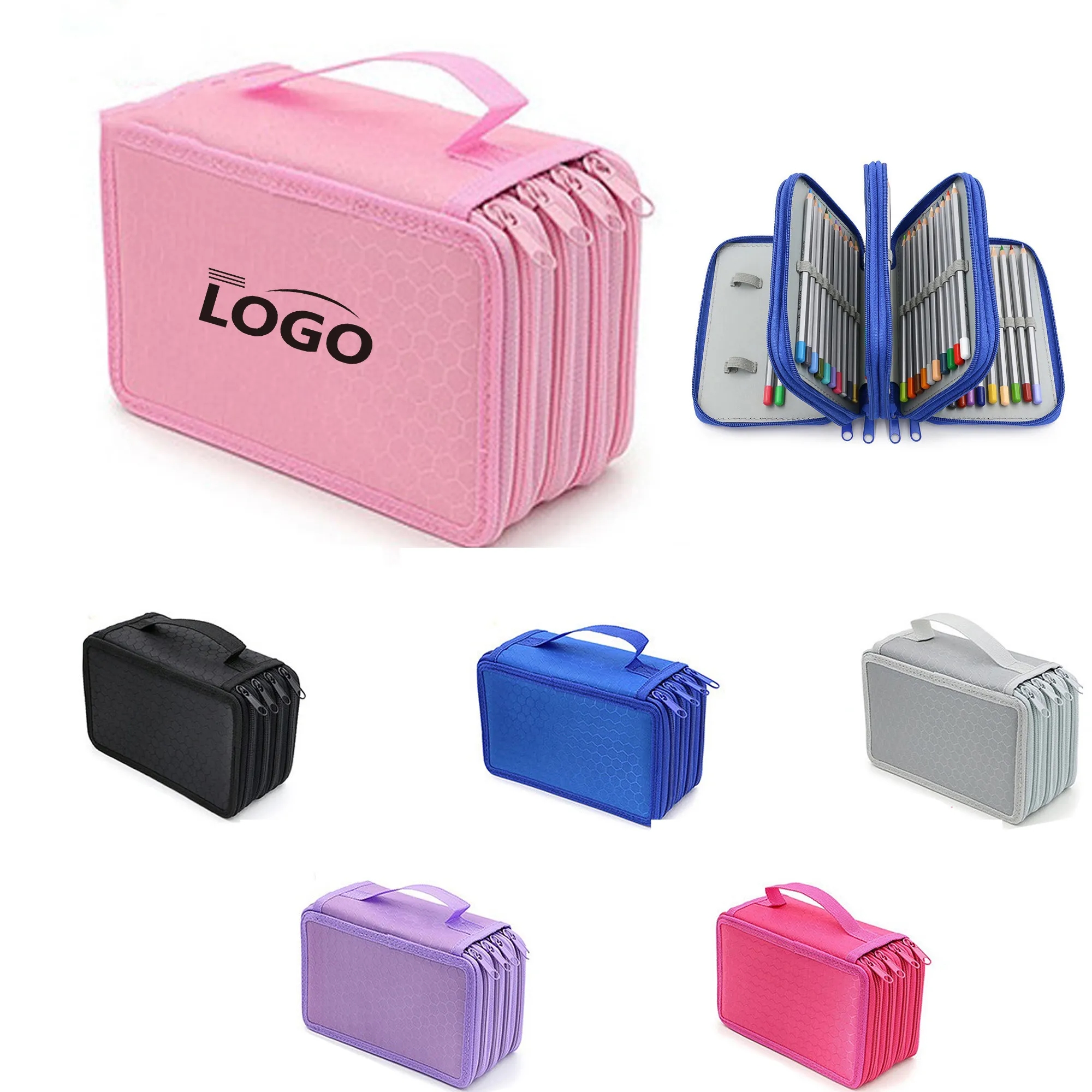 Big Capacity Pencil Case Holder Canvas MOQ 10pcs 5