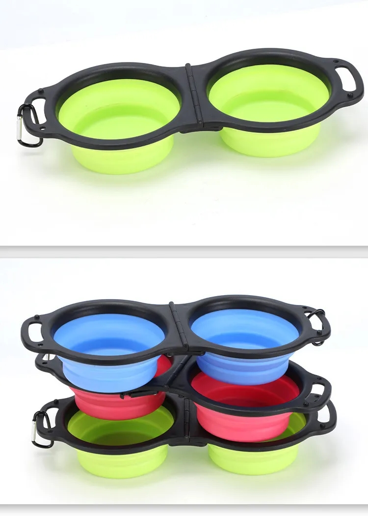 Collapsible Pet Double Bowls with Carabiner 5
