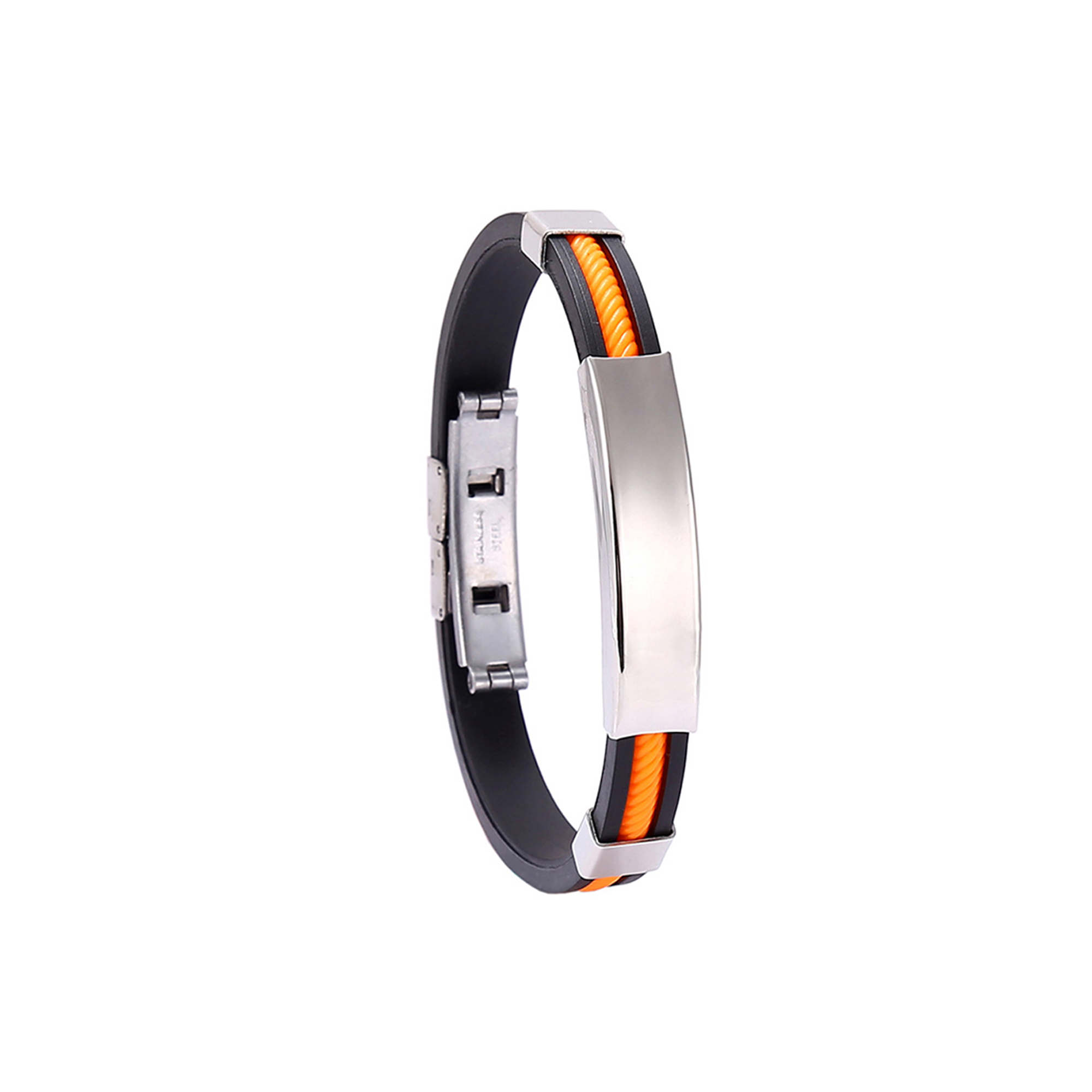 Titanium Silicone Bracelet 9.1" x 0.55" Adjustable 8