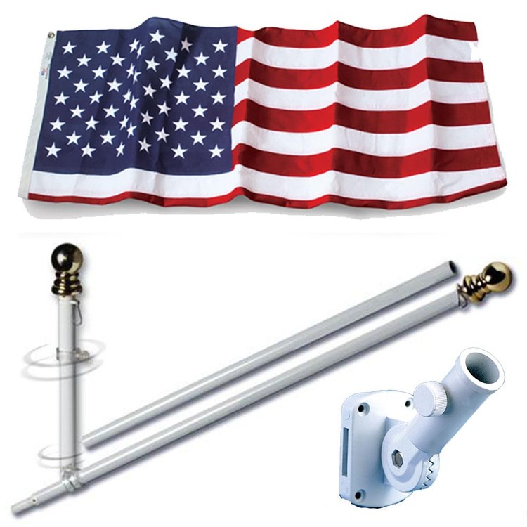 American Home Polyester US Flag Set with Spinning Flag Pole - 3' x 5' US Flag w/ 7' Pole 1