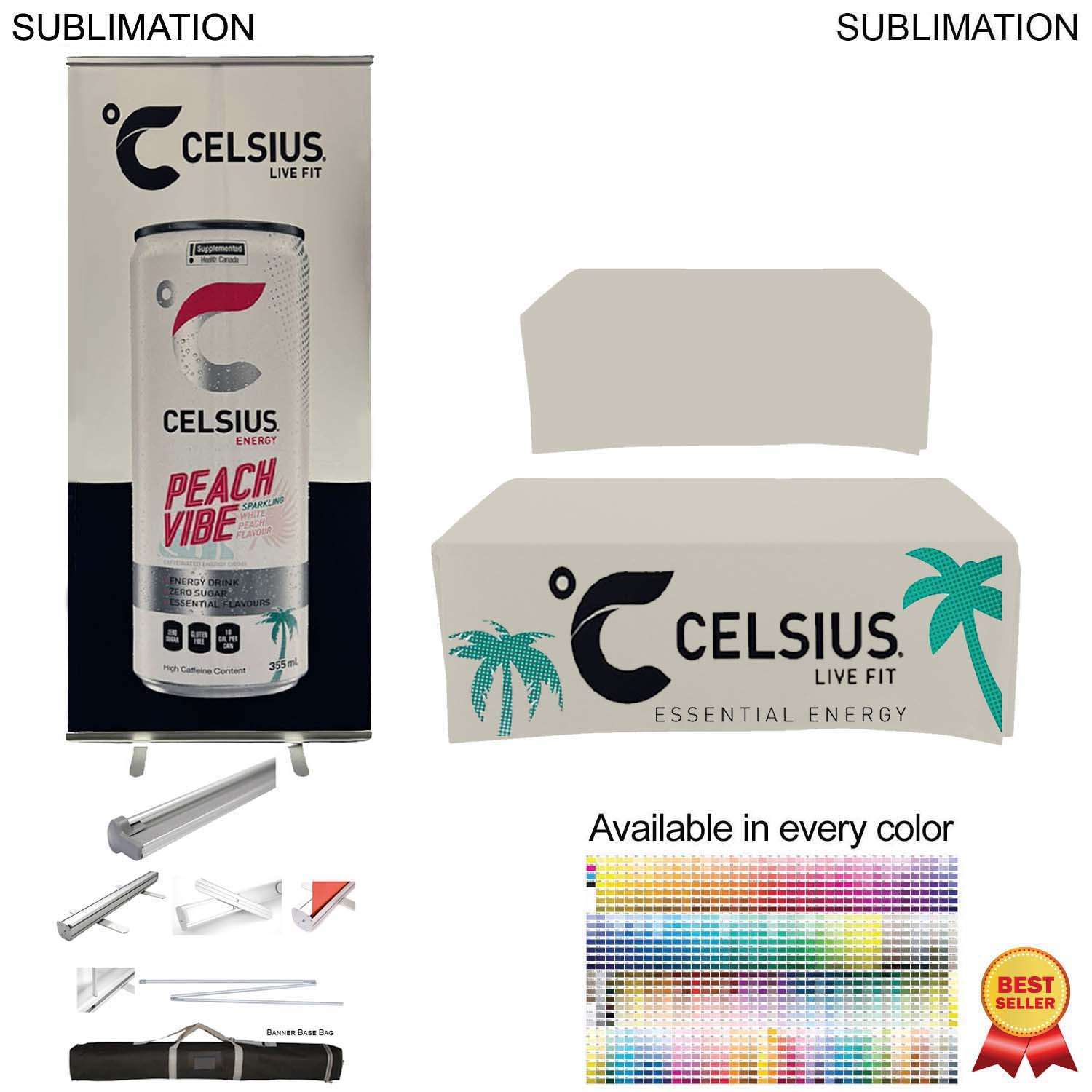 Outdoor Event Package, Outdoor Pull up Banner (SU583-5) + Box Fit Tablecloth for 6' table (SU508) 5