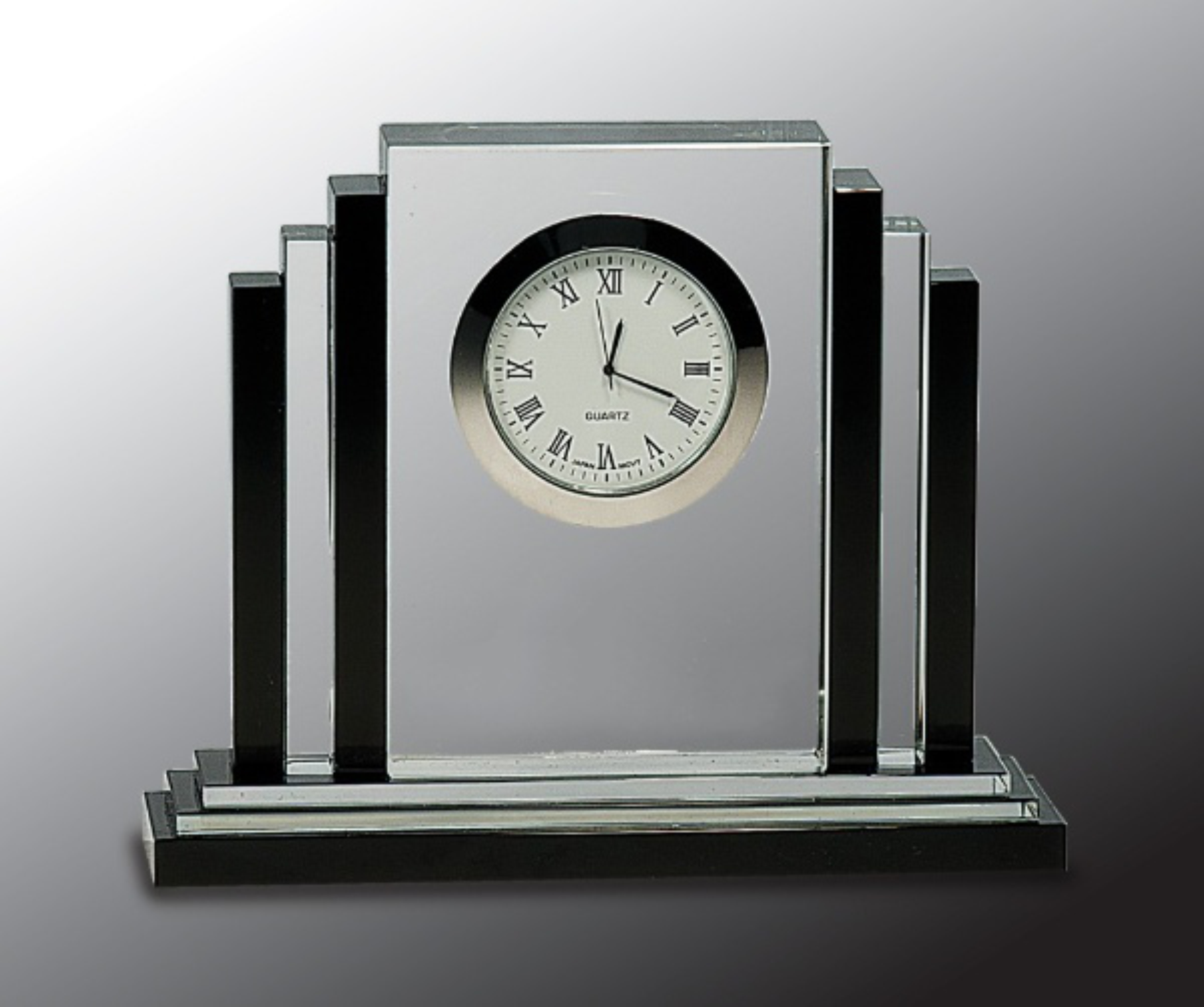 6" Clear Crystal with Clock Award with Black Crystal Trim 3