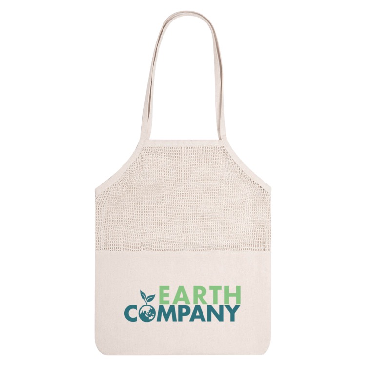 Jamaica Mesh Calico Tote Bag, custom tote bag with logo imprint 3
