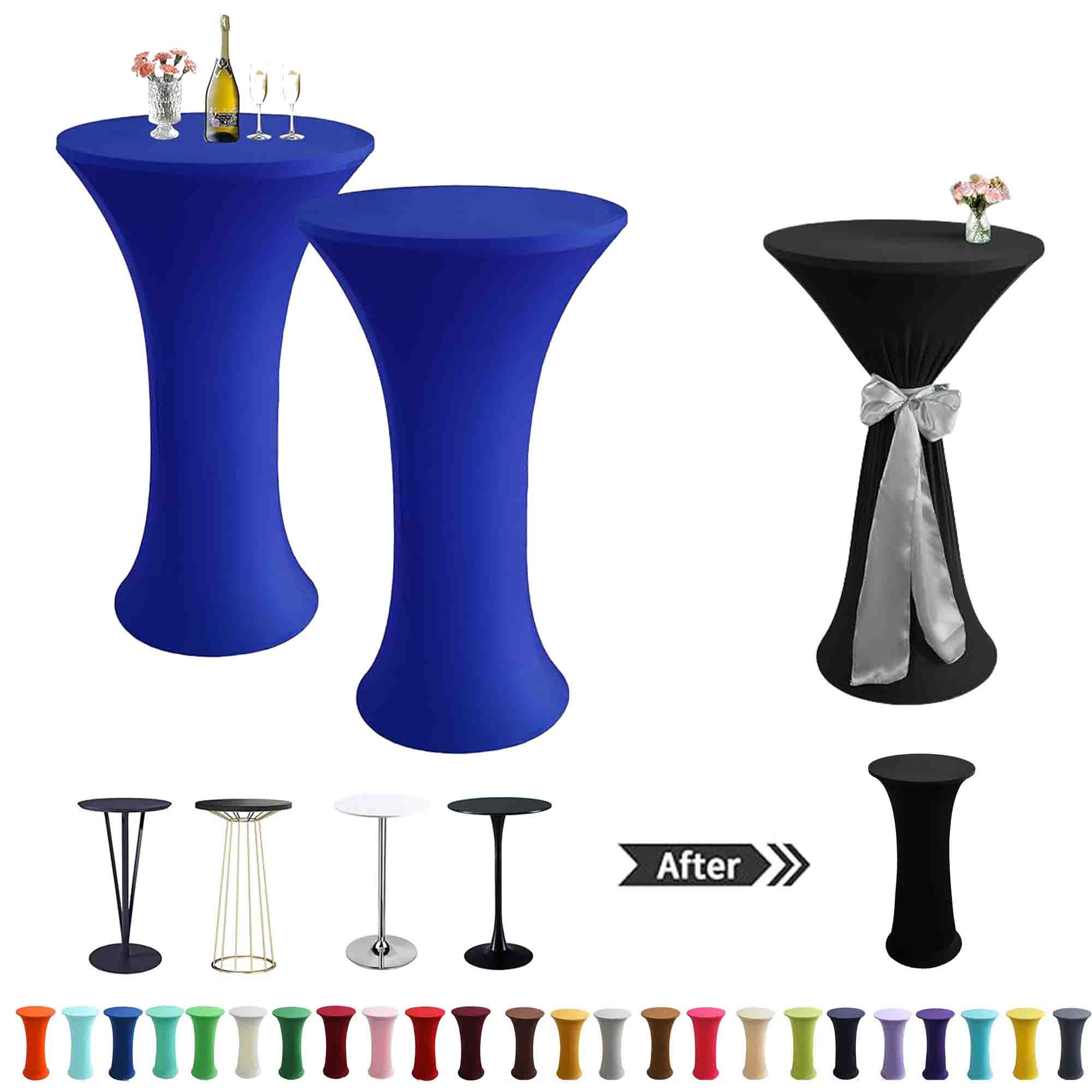 Thick Stretch Round Cocktail Table Cover Tablecloth 1