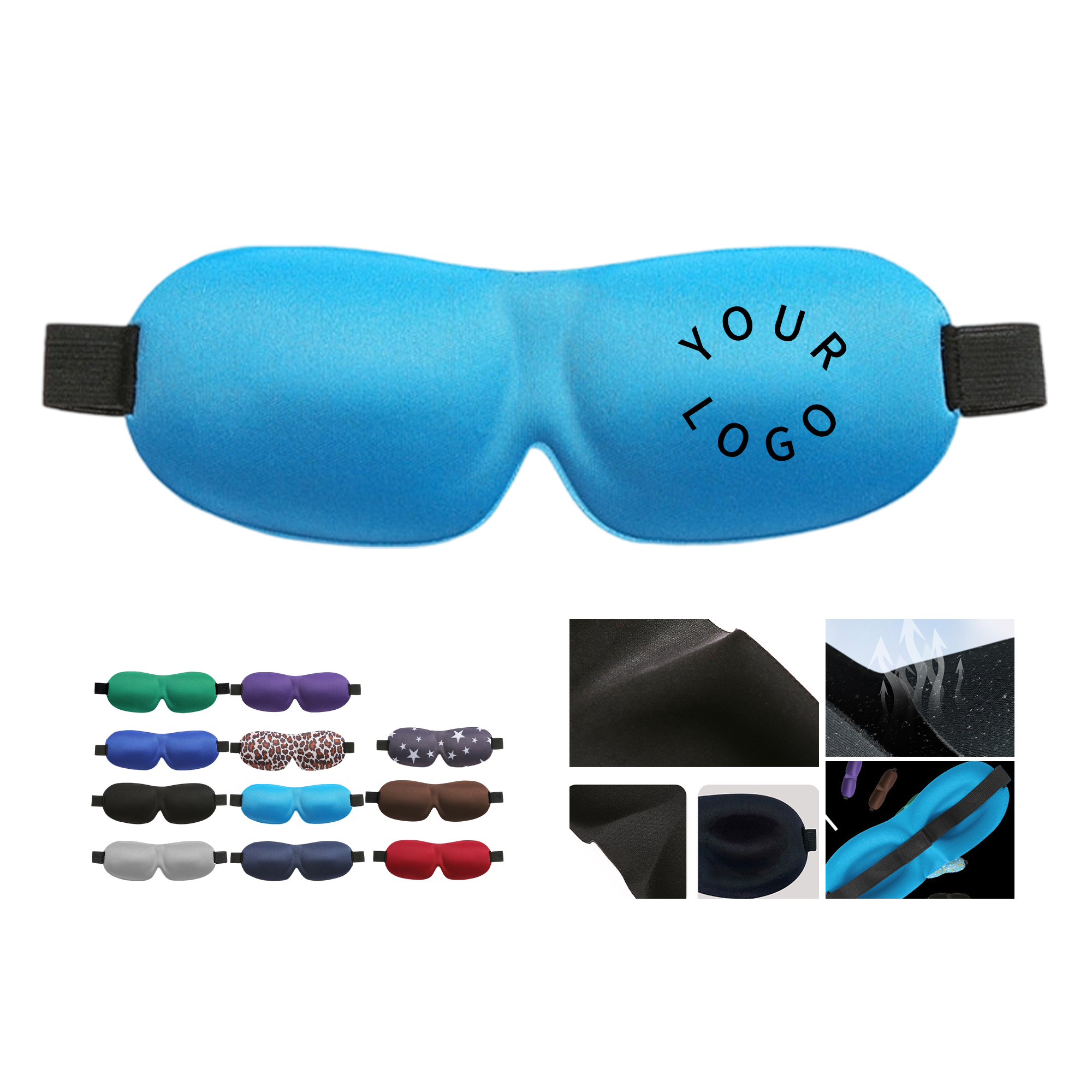 3D Contoured Sleep Eye Mask With Adjustable Strap 9.1" 11