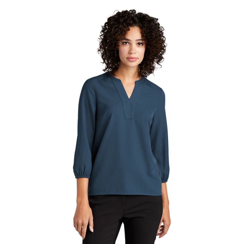 MERCER+METTLE Women's Stretch Crepe 3/4-Sleeve Blouse 16