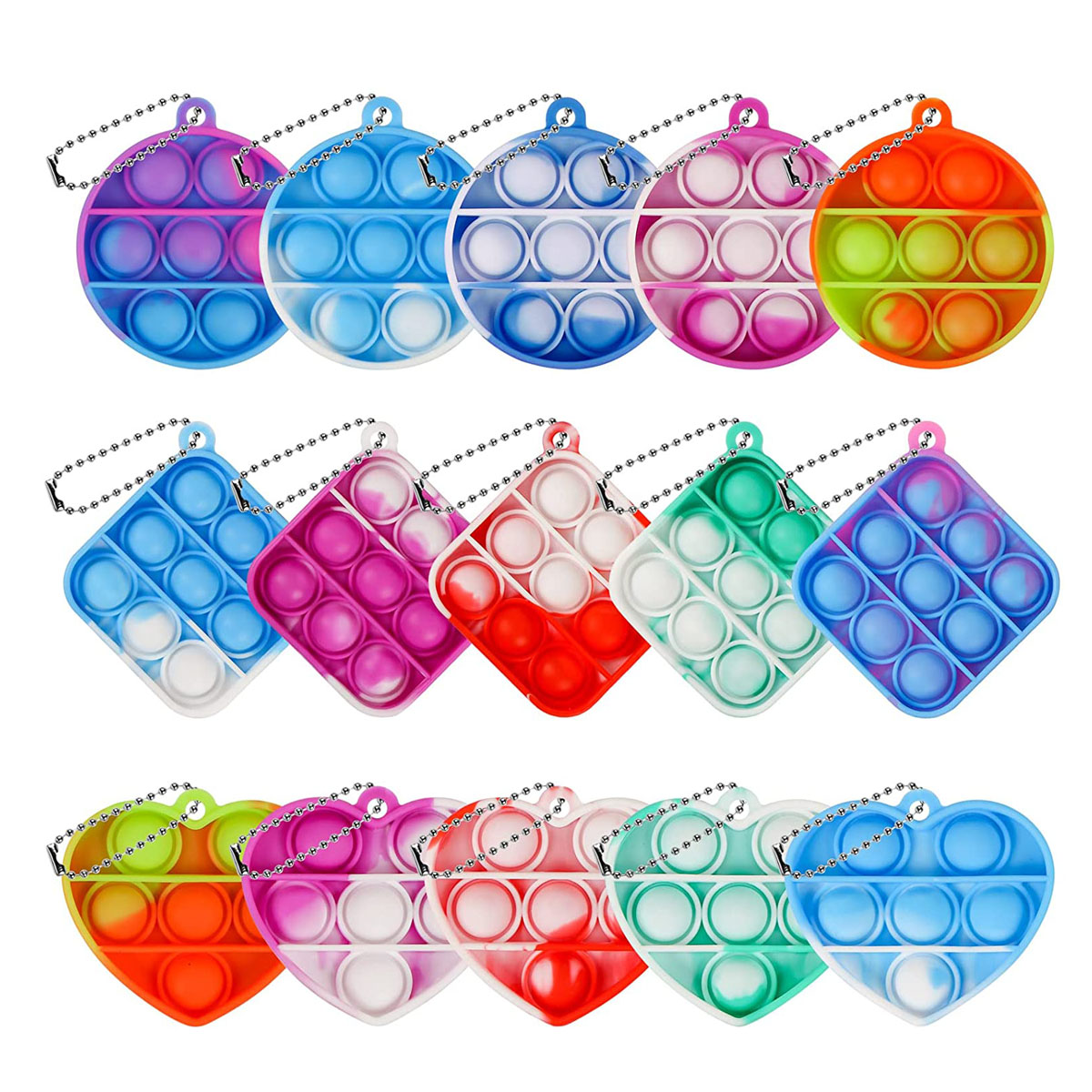 Small Round Rainbow Push Fidget Popper With Key Chain 2
