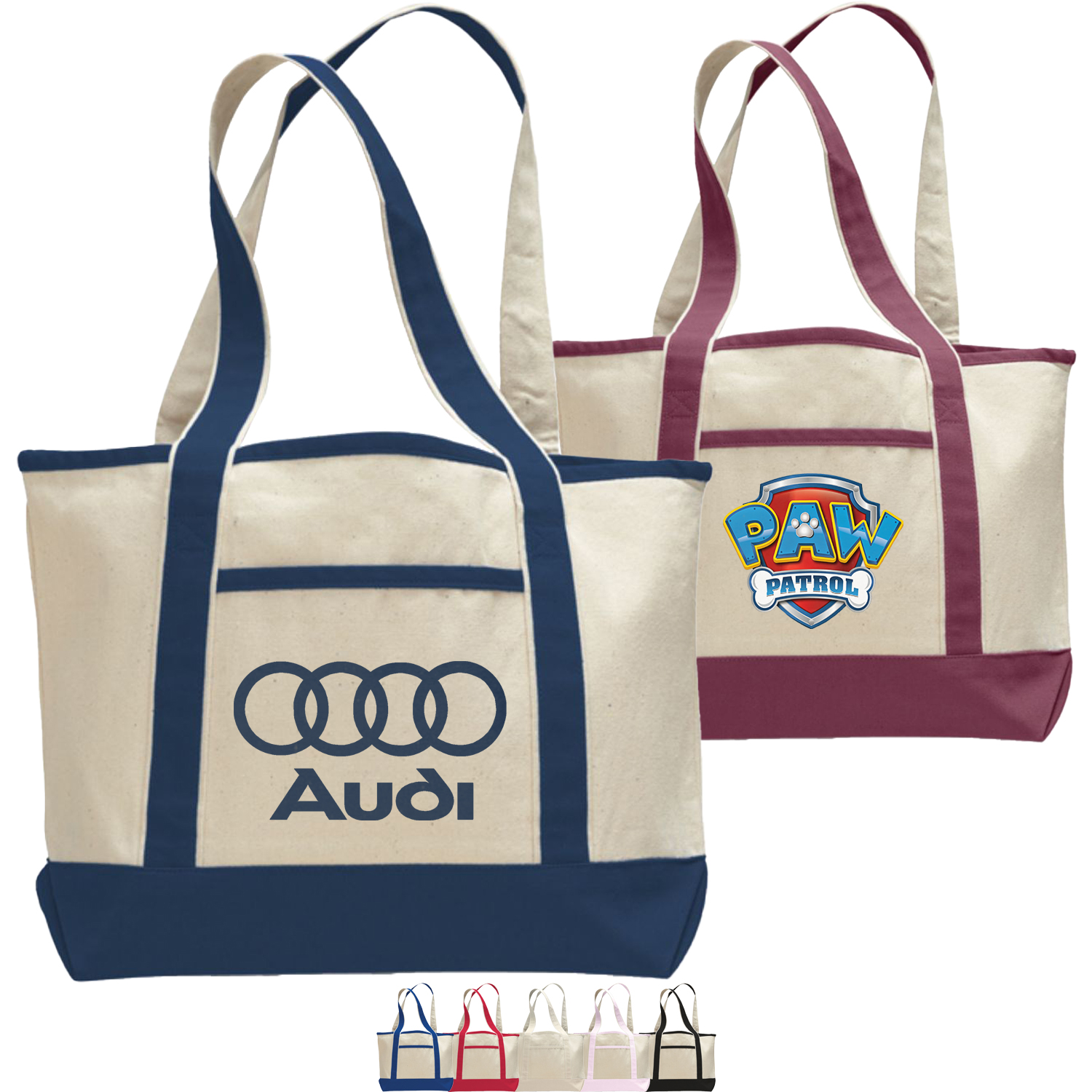 Small Deluxe Shopping Cotton Canvas Tote Bag USA Decorated (18.5" x 12"), custom tote bag with logo imprint 2