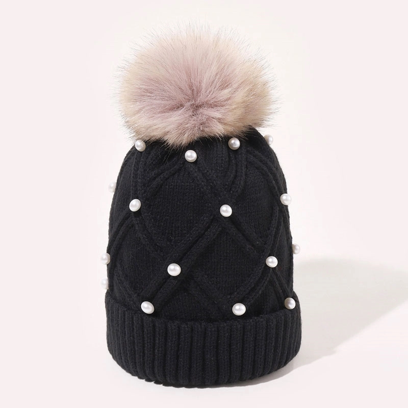 Custom Womens Winter Beanie Hat with pearl 6