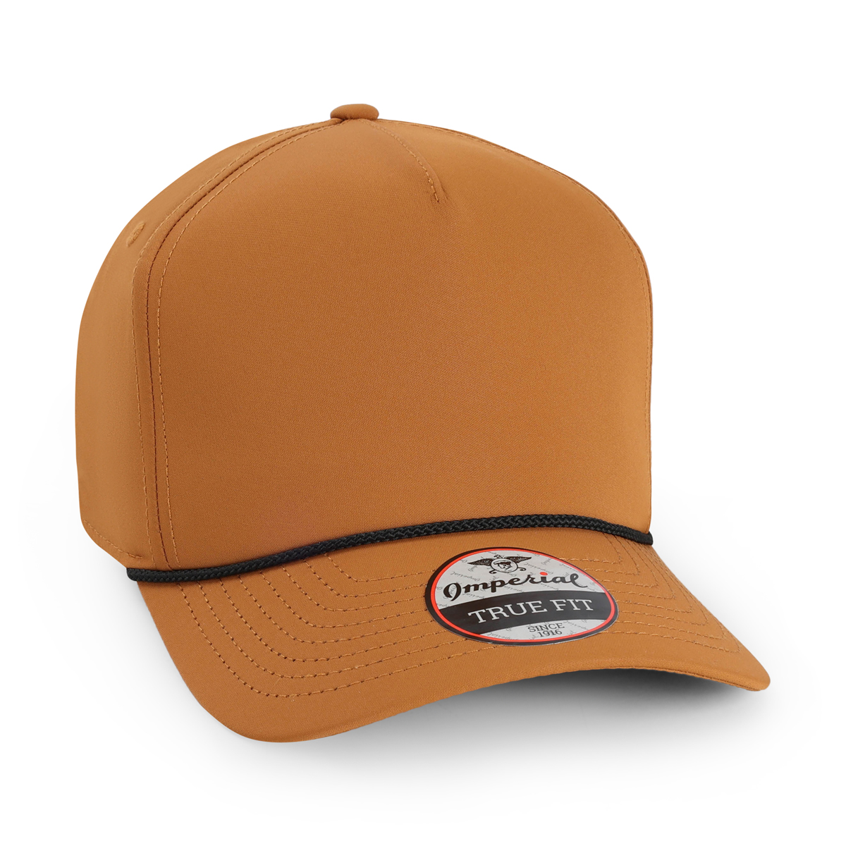 Imperial 5054 5-Panel Wrightson Performance Rope Cap w/ Leatherette Patches or Embroidery 18