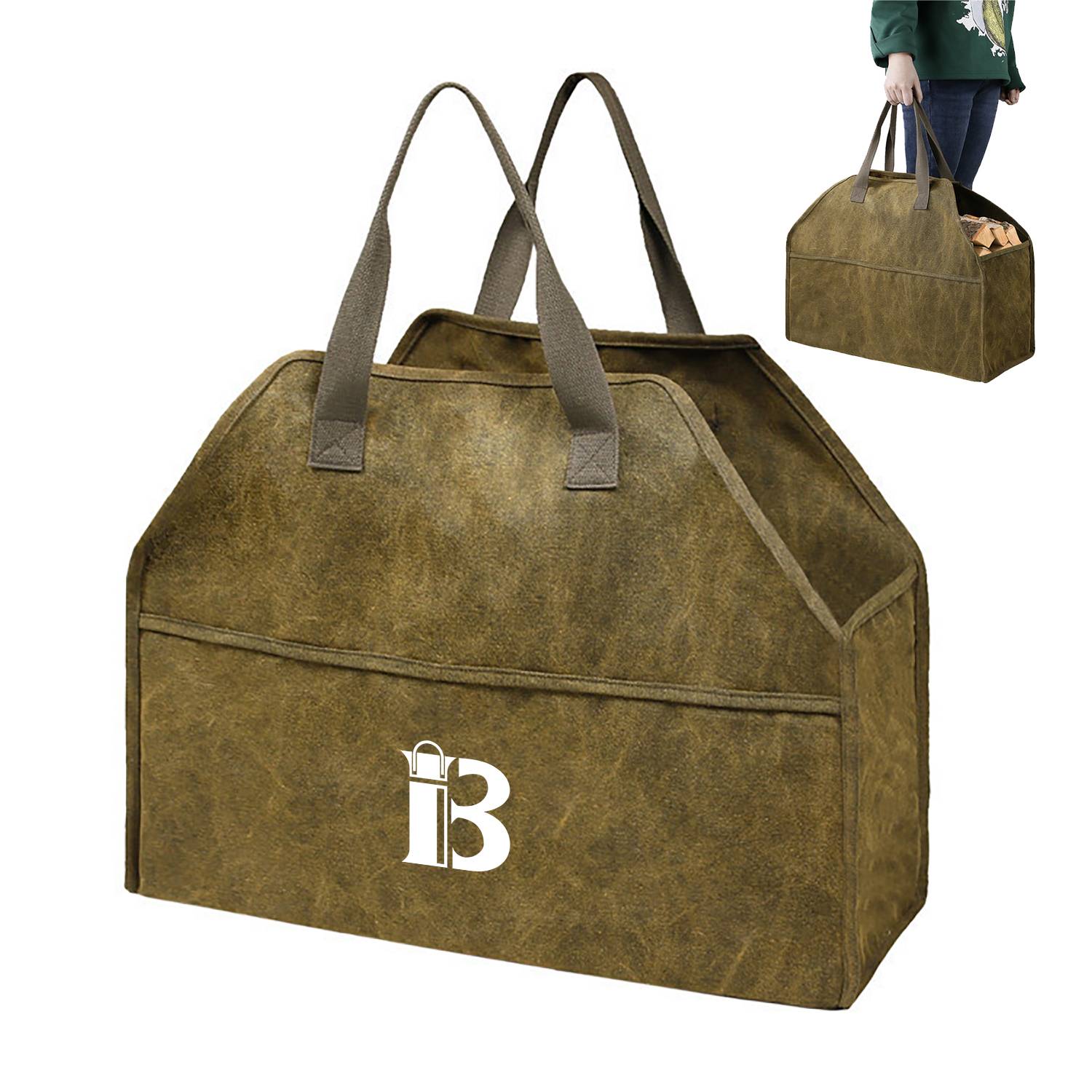Canvas Firewood Log Carrier Storage Bag with Handles 9