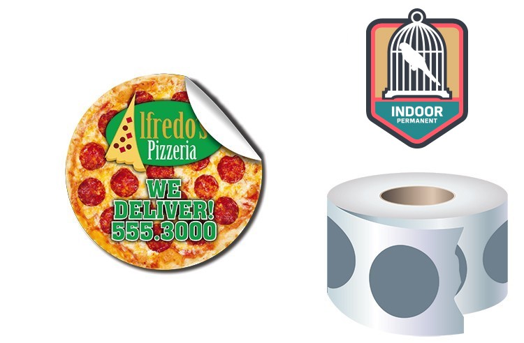 Roll Stickers / Decal - Indoor Permanent - 2.0" Diameter Round Shape 1