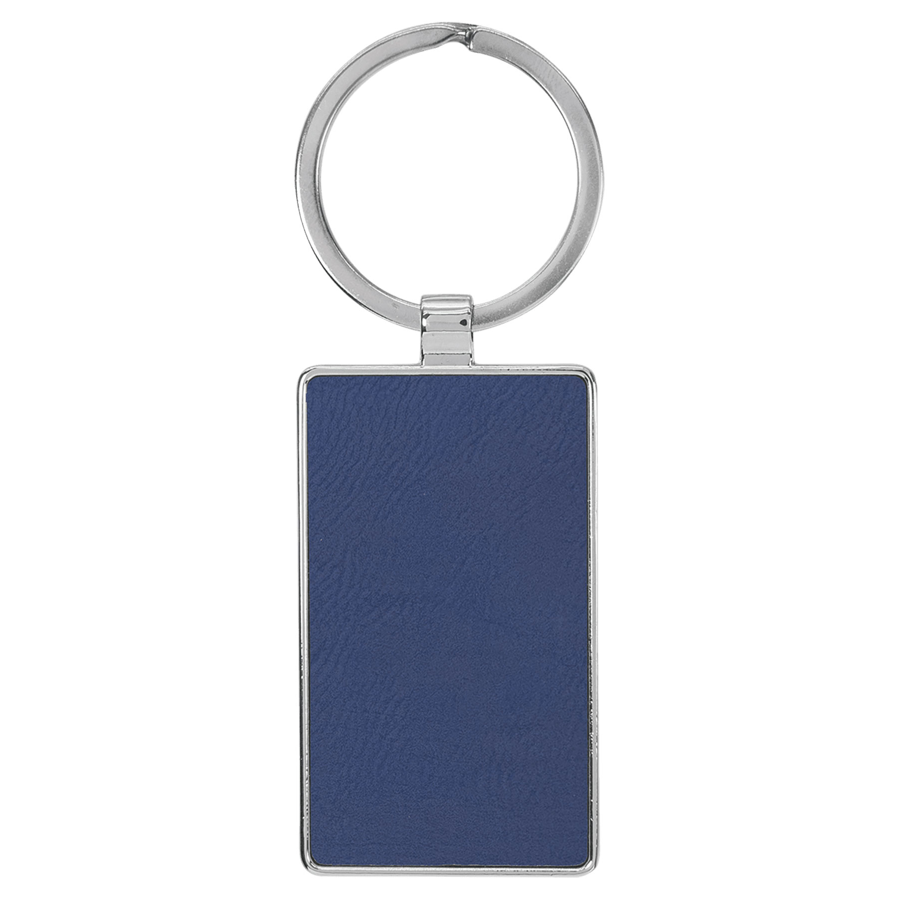 Blue & Silver Leatherette/Metal Rectangle Keychain 3