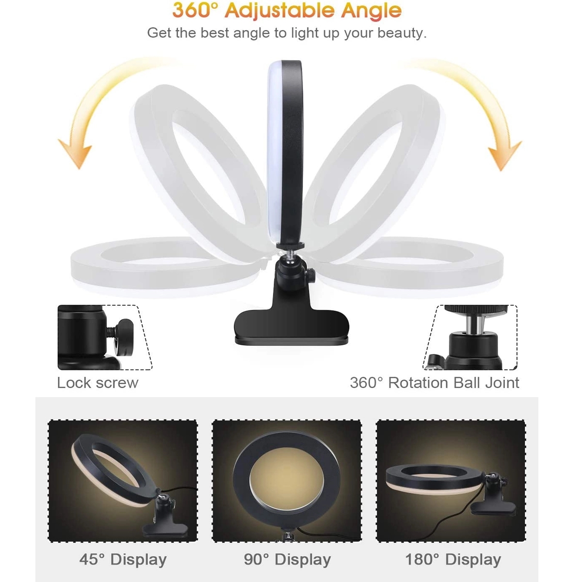 360 Degree Rotation 6" Makeup Ring Light 4