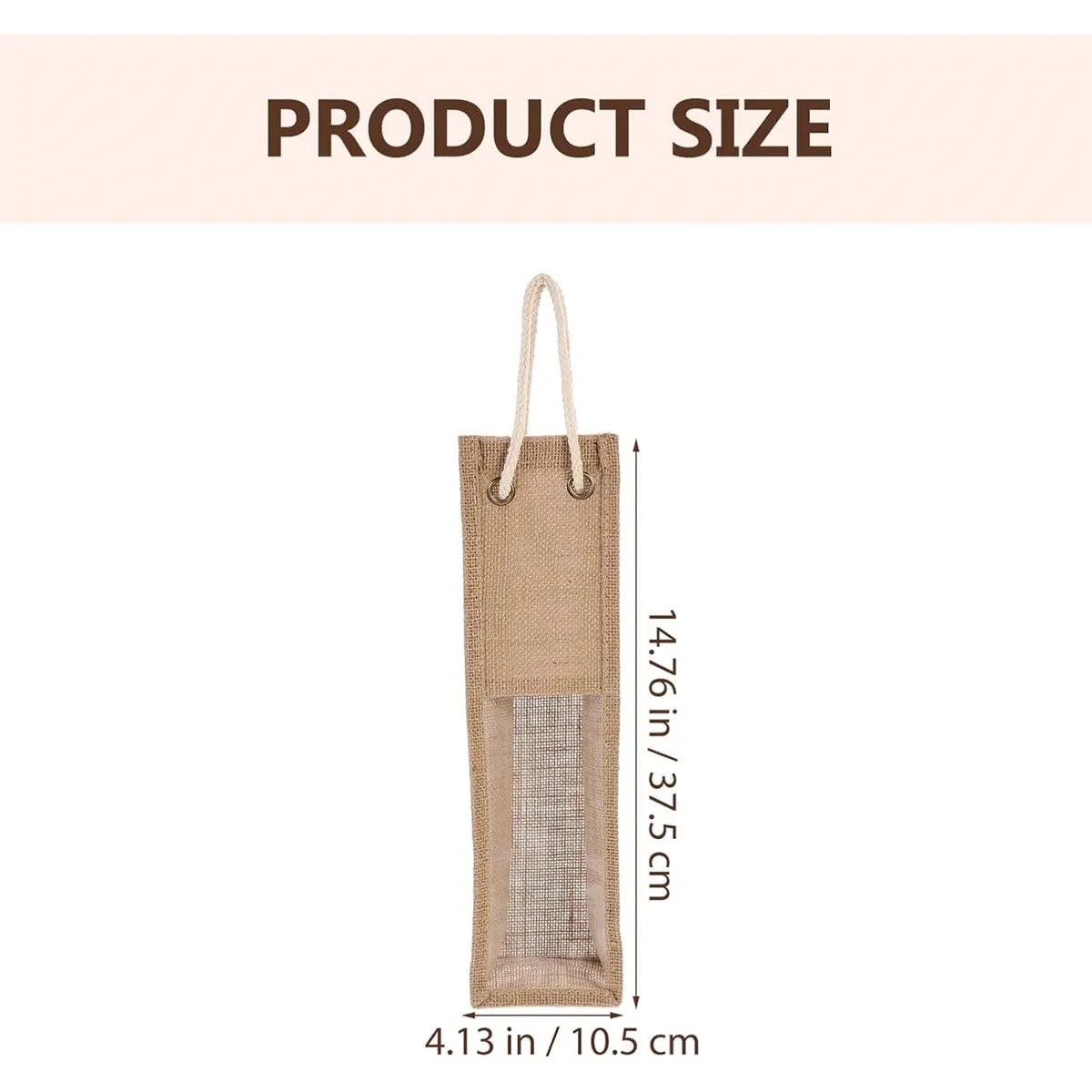 Reusable Natural Jute Wine Handle Bag With Clear Window 4
