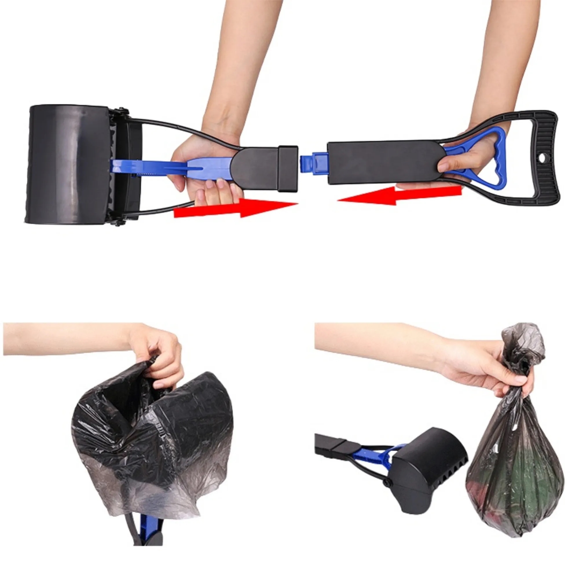 Foldable Long-Handled Pet Pooper Scooper With Trash Bag 5