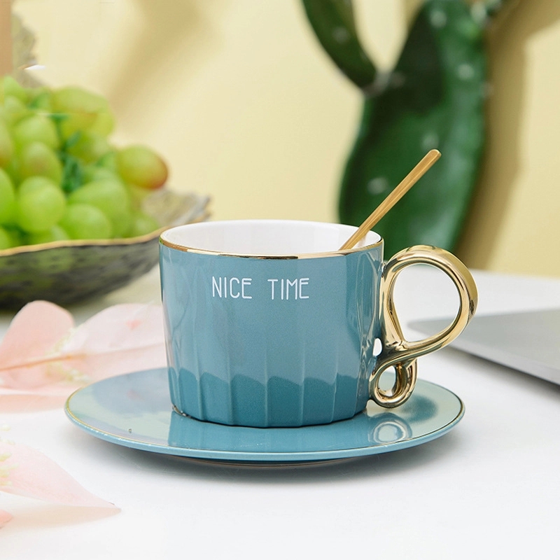 Custom 8 oz Ceramic Coffee Mug Saucer Set 12