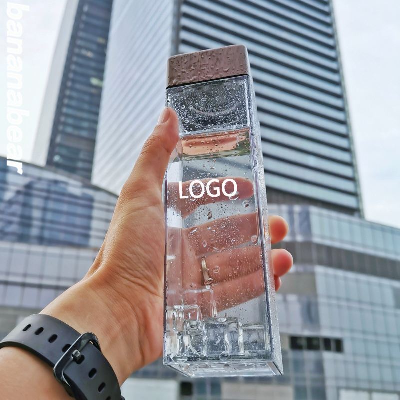 Square Shape Water Bottles With Wood Grain Lid 6