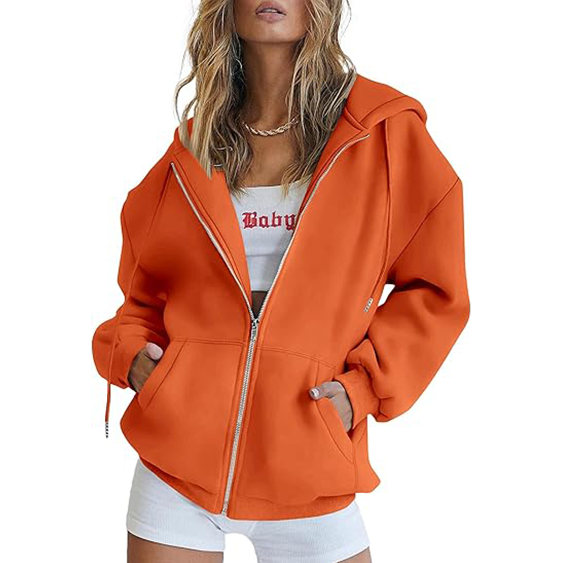 Casual Zip Up Long Sleeve Hoodie Jacket 19