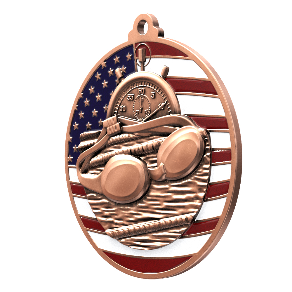 Swimming Patriotic Medallion (2-3/4") 4