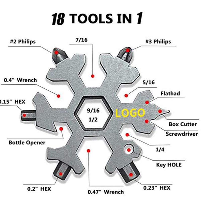 Snowflake 18-in-1 Portable Outdoor Wrench Tool 7