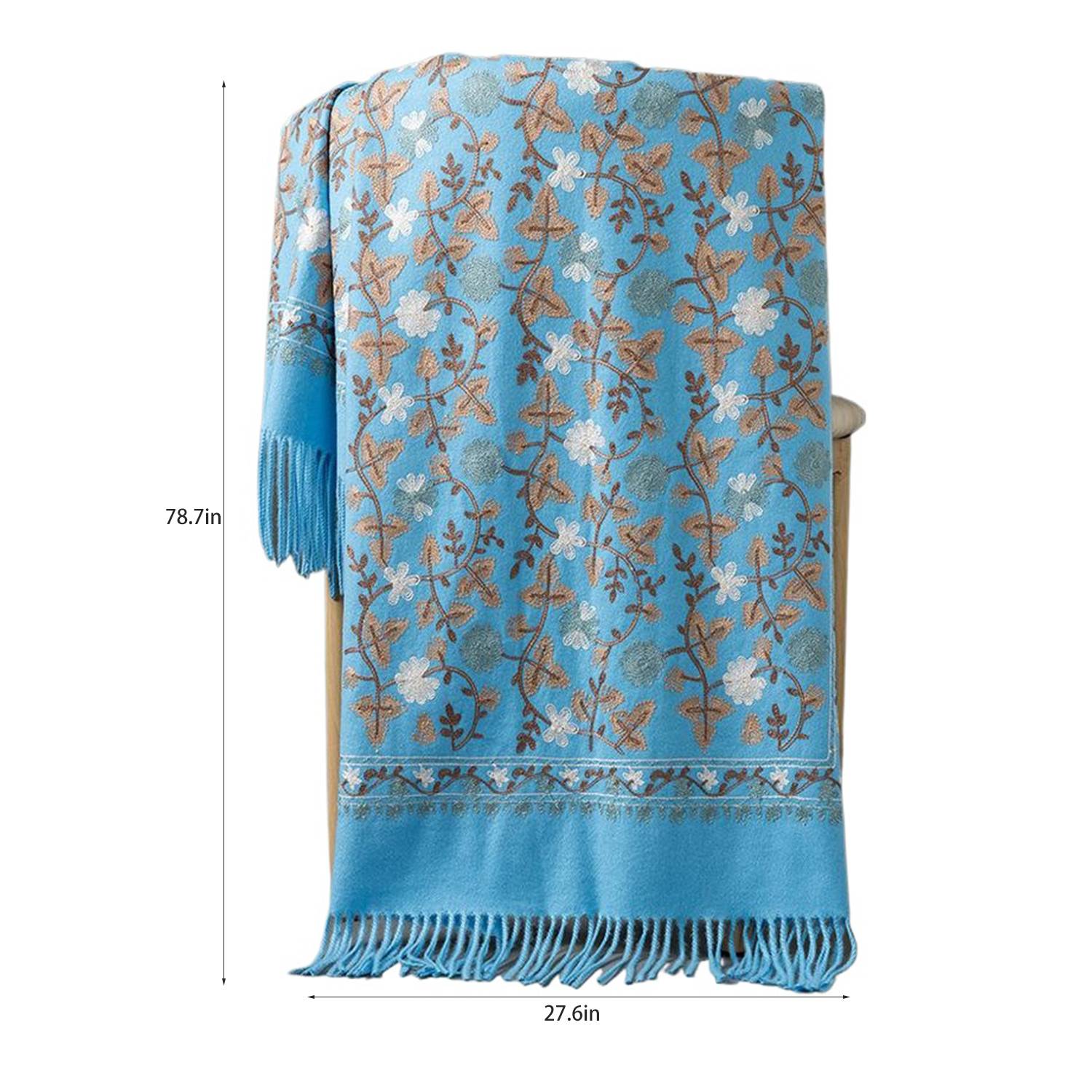 Womens Polyester Winter Tassel Wrap Shawl 7
