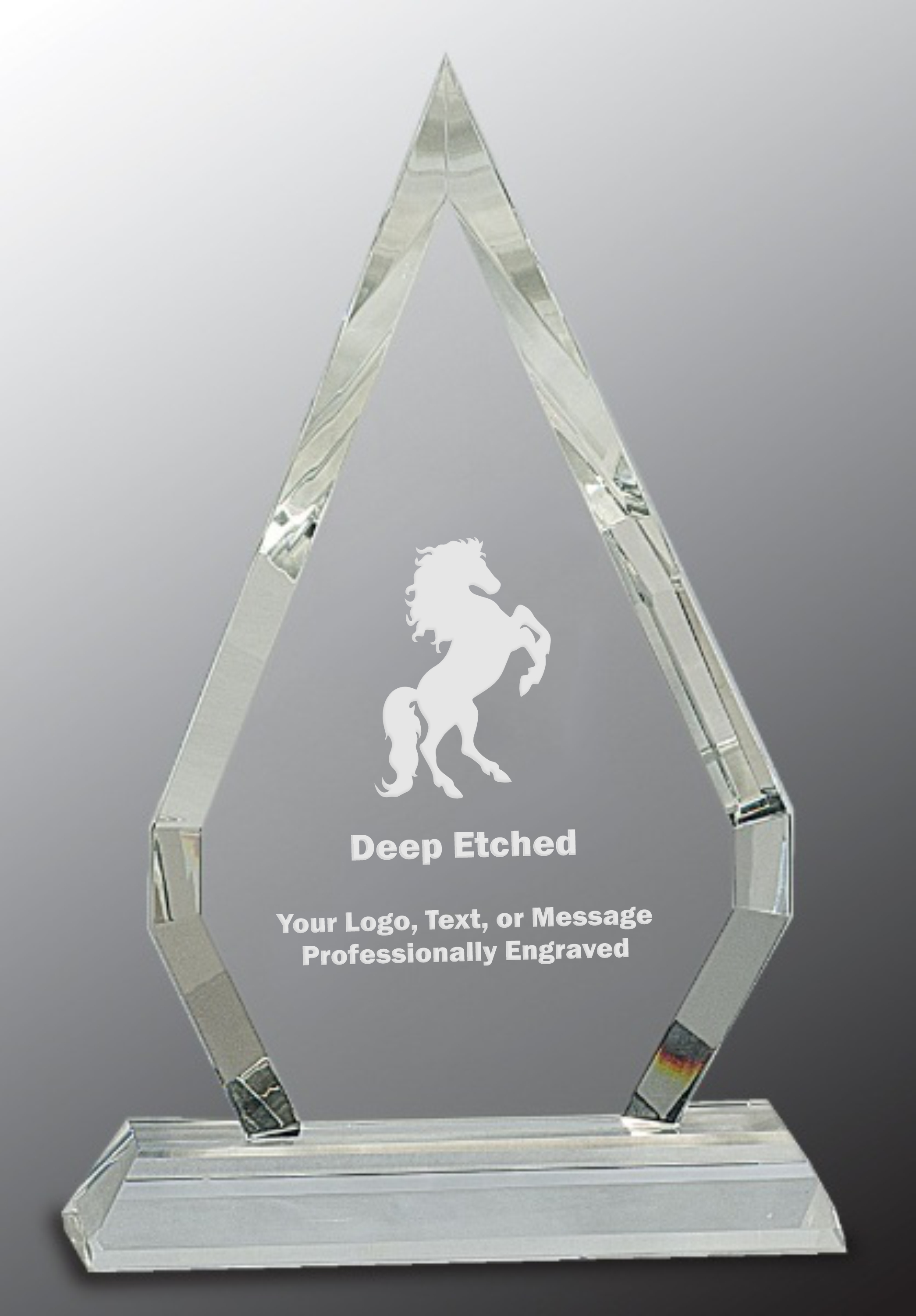 8 1/2" Crystal Diamond on Clear Pedestal Base Award