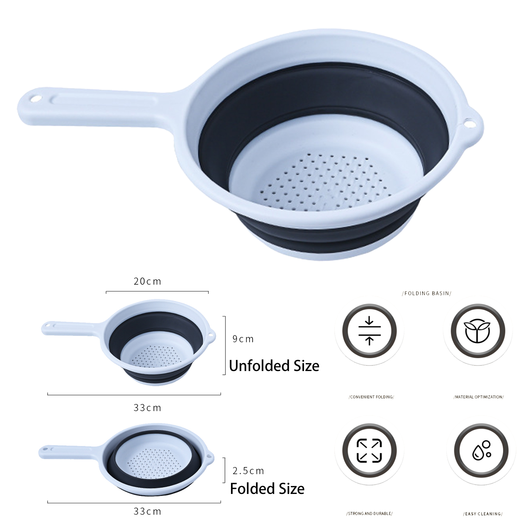 Collapsible Kitchen Strainer With Handle 2