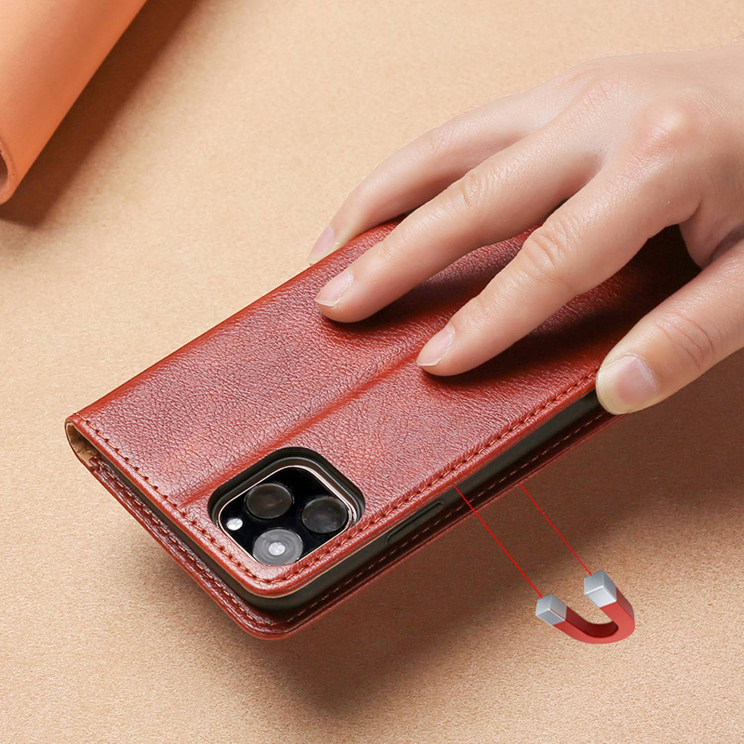 Flip Leather Magnetic Phone Case Magsafe 5