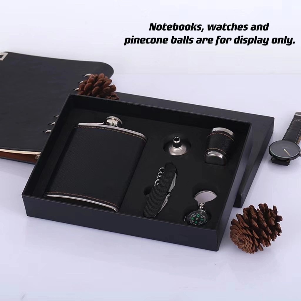 Custom 8 oz Hip Flask Gift Set With Folding Knife 13