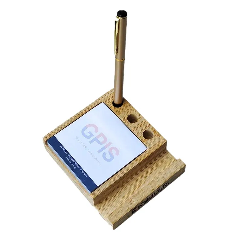 Bamboo Desk Organizer with Phone Holder 2