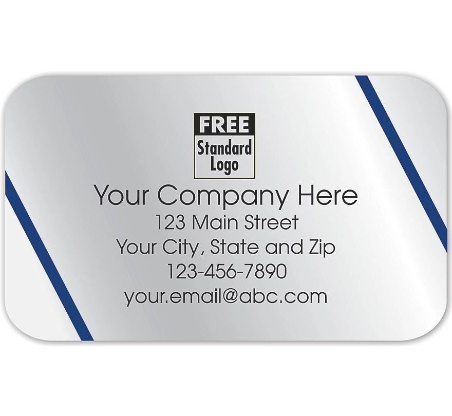 Rectangular Label on Silver Foil with Blue Lines 2