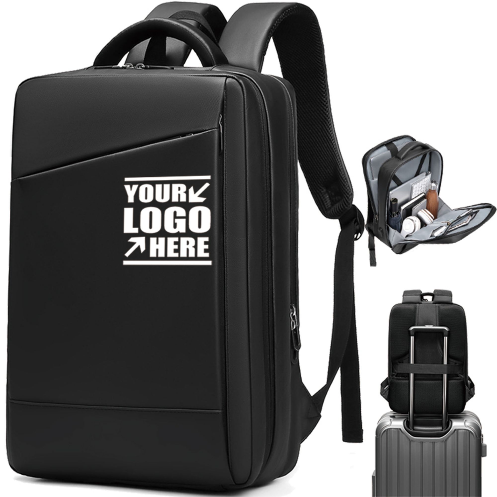 Business Patent Leather 15.6" Laptop Backpack With USB Port 2