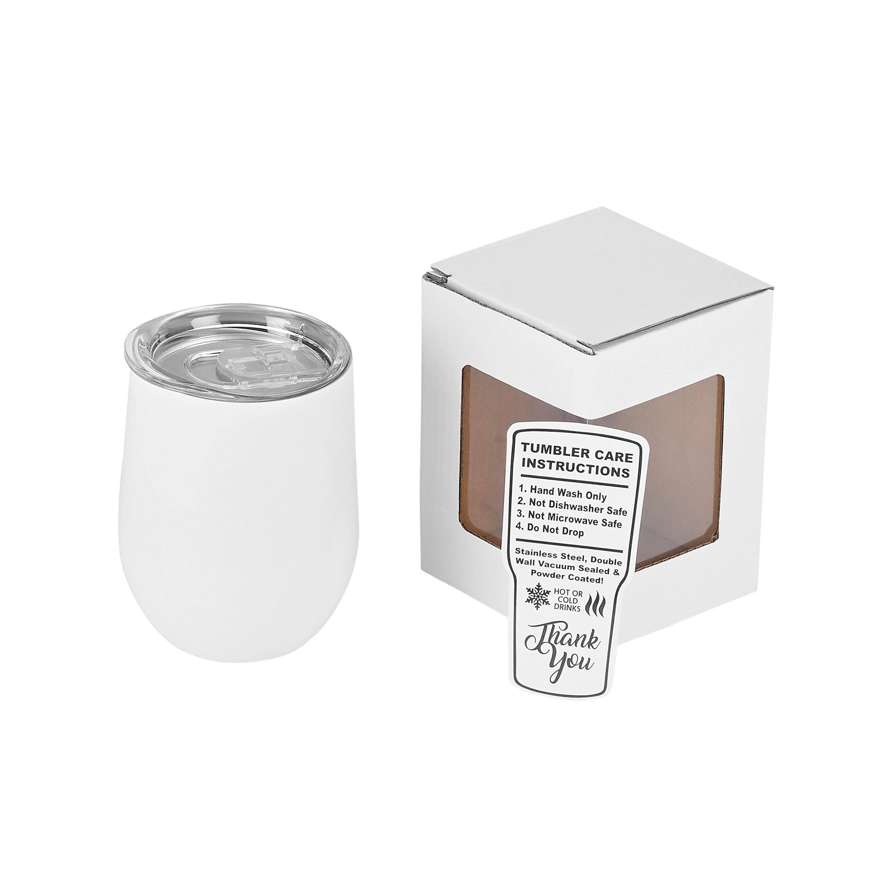 12 Oz. Unbranded Stemless Wine Glass w/ Color Matched Window Display Gift Box 6