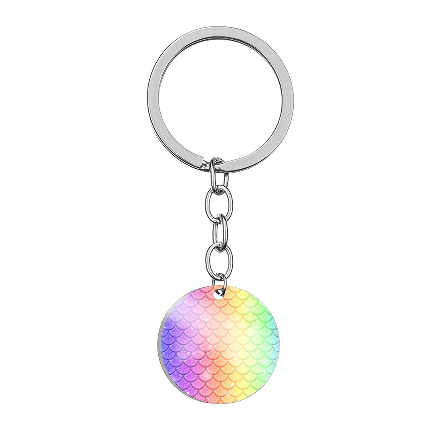 Stainless Steel Rainbow Fish Scale Keychain For Bags 5