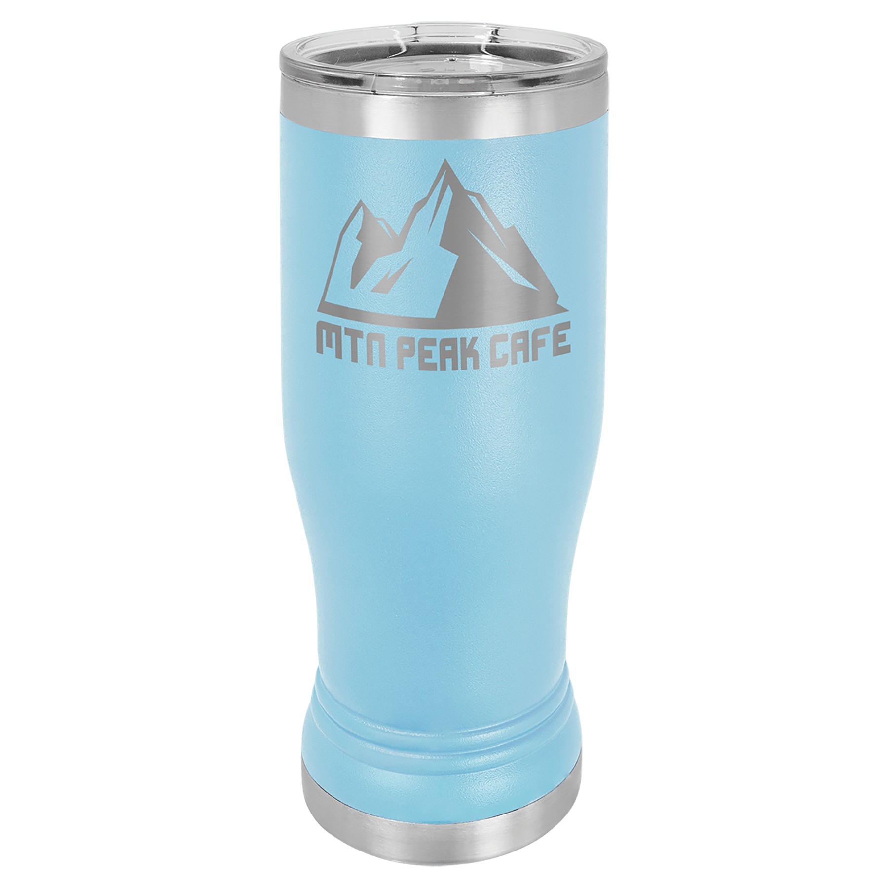 Light Blue 14oz. Polar Camel Pilsner with Clear Lid 1